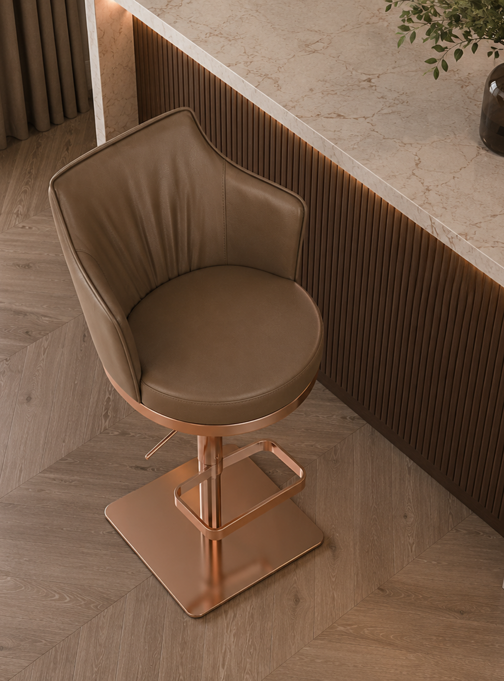 DKC12429-53 bar stool – Rose Gold – Square Base