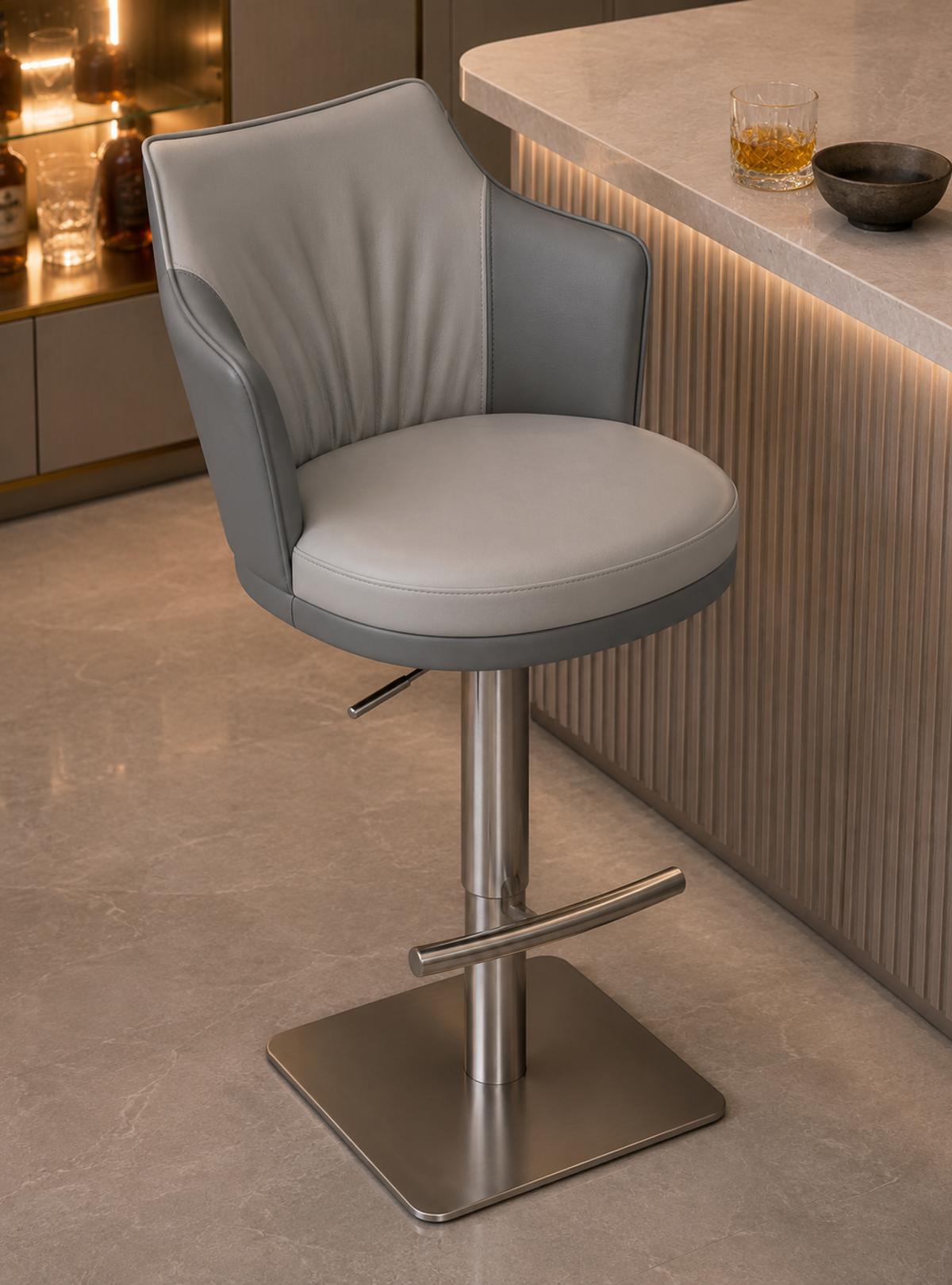 DKC12429-53 bar stool – Silver – Square Base